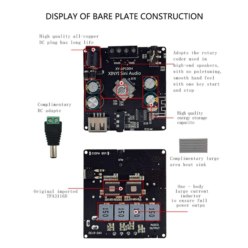 Thiết Bị Khuếch Đại Âm Thanh Xy-Ap100H 100w + 100w Dual Tpa3116D2 Bluetooth 5.0 | BigBuy360 - bigbuy360.vn