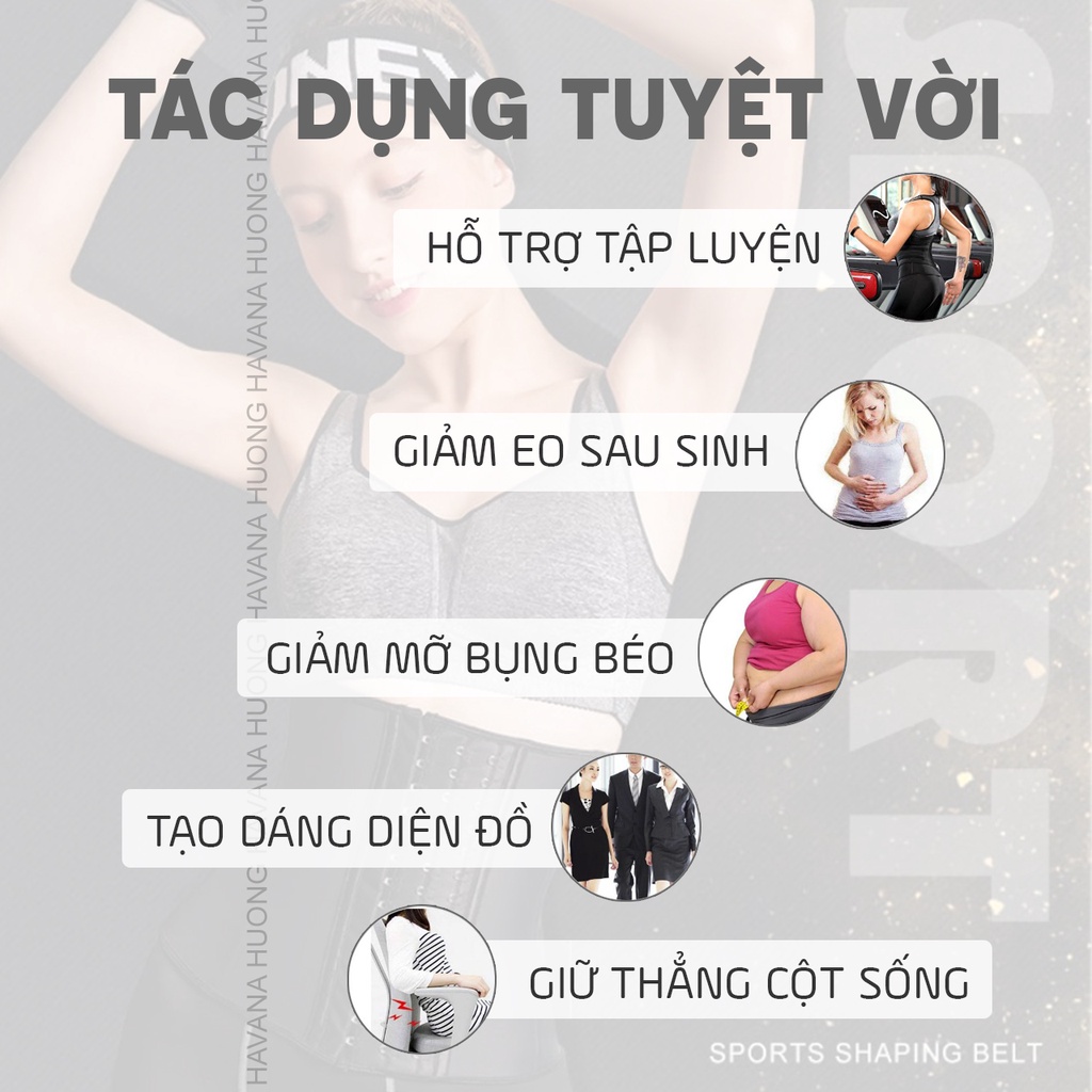 Đai nịt bụng LATEX Loại 1 Gen bụng cho phụ nữ sau sinh, người béo và tập thể thao Havana FPG02