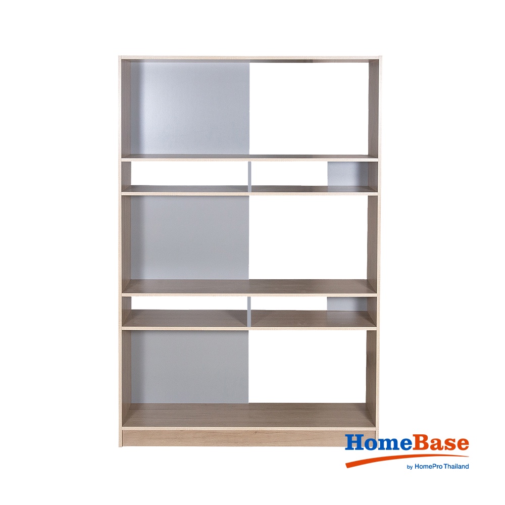 HomeBase ME LIVING Kệ bằng gỗ ép nhiều ngăn ADA Thái Lan W120xH180xD30m màu trắng/xám