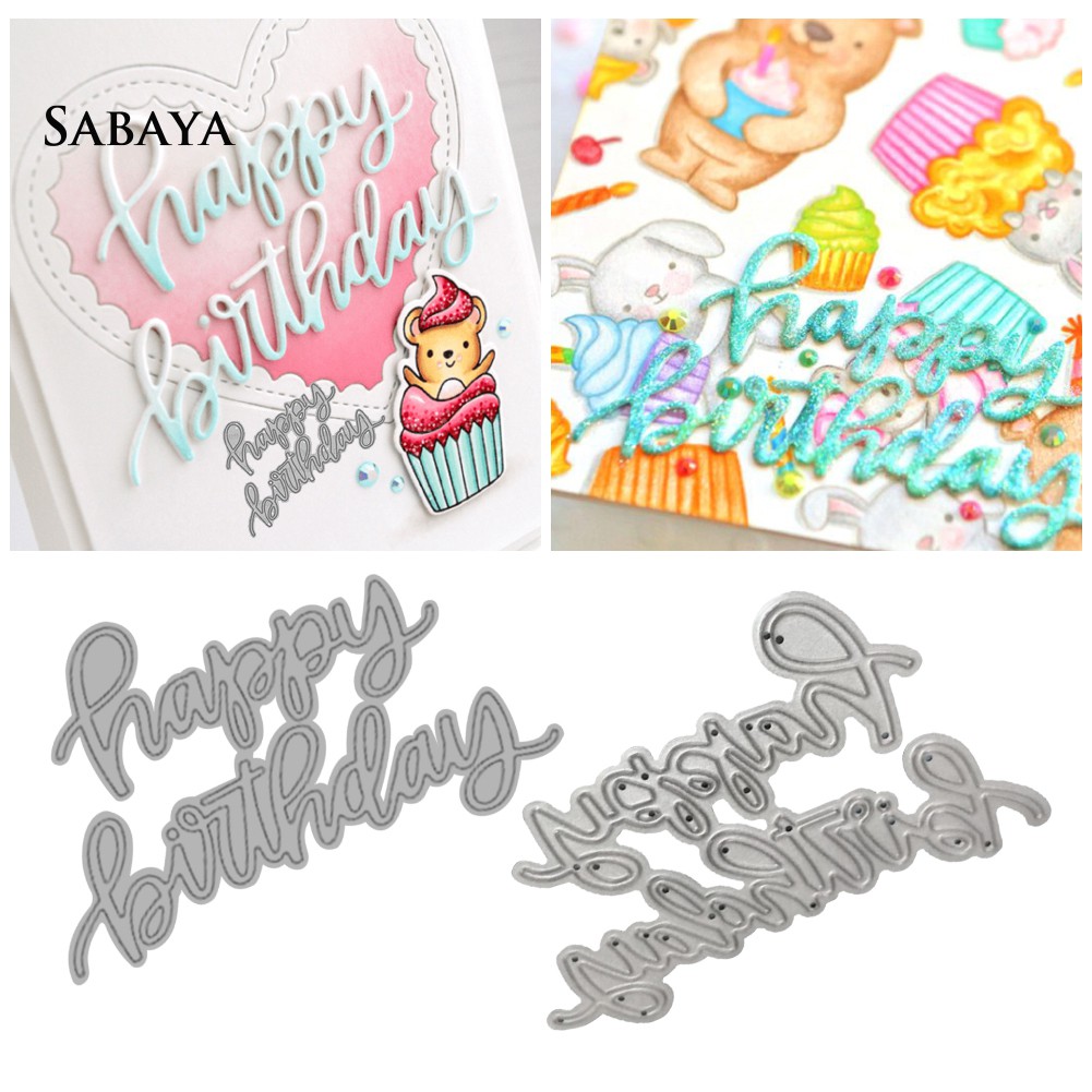 Khuôn cắt giấy bằng kim loại hình chữ Happy Birthday trang trí sổ lưu niệm