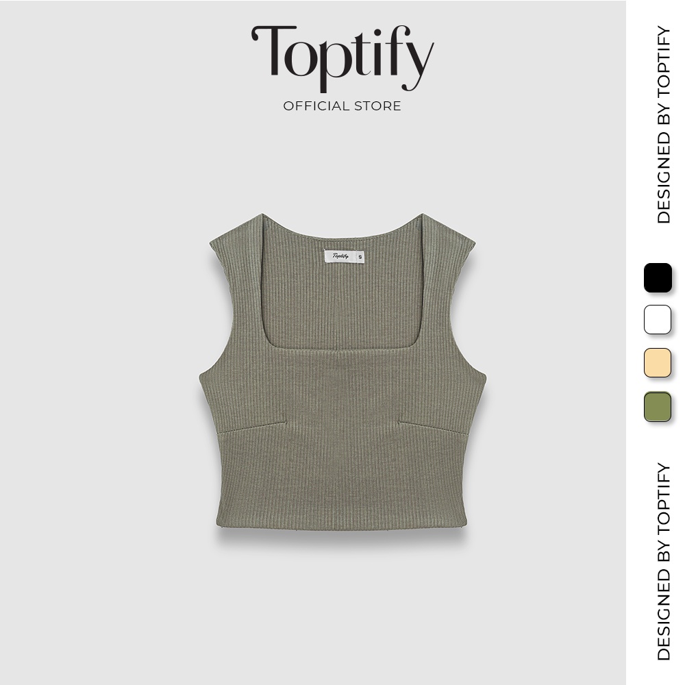 Áo croptop nữ sát nách TOPTIFY kiểu hai lớp cổ vuông sát nách Amona Top AC50