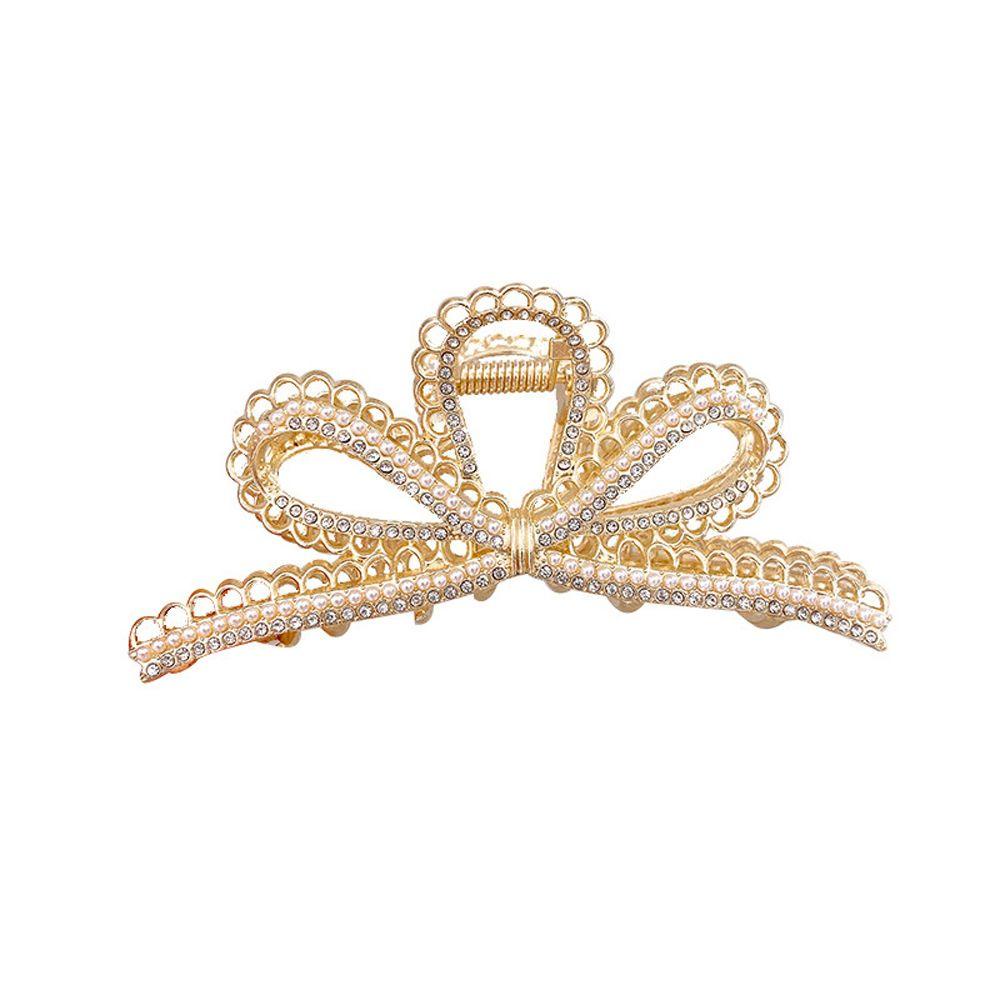 Kẹp Tóc Đính Nơ Màu Ngà Phong Cách Vintage Thanh Lịch Dành Cho Nữ Giá Đỡ