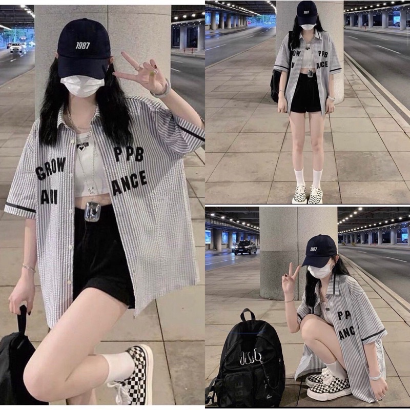 Áo Sơ Mi Kẻ Tay Lỡ ADV Chất Xốp Form Rộng Nam Nữ Unisex(Ảnh Thật-Hàng Sẵn)