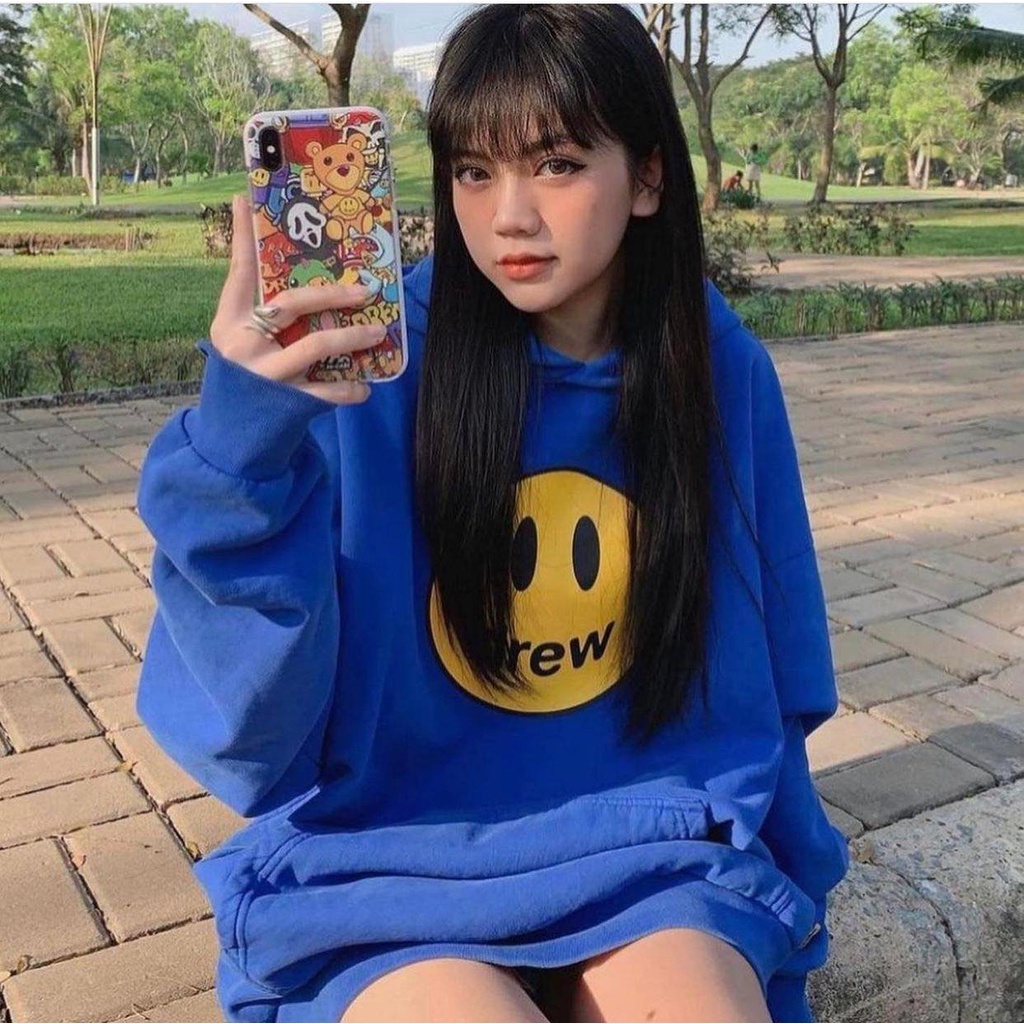 Áo hoodie drew unisex nam nữ khoác nỉ bông form rộng dày dặn có mũ house mặt cười mặc đôi giá rẻ