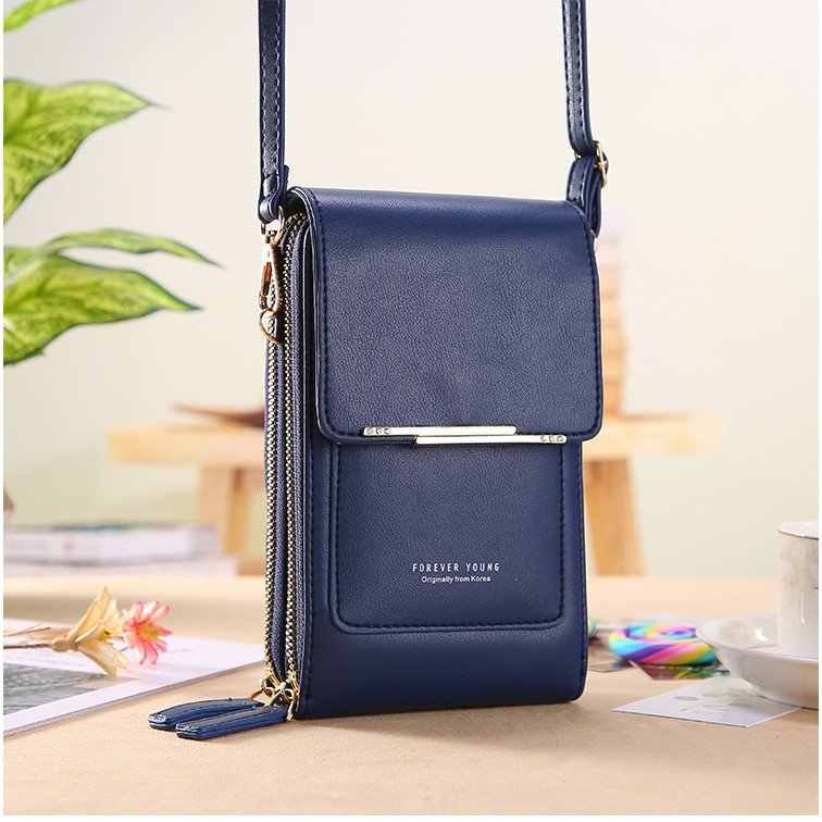 Ví nữ đựng điện thoại hai khóa kéo (có dây đeo chéo) thời trang BAG U DFK195