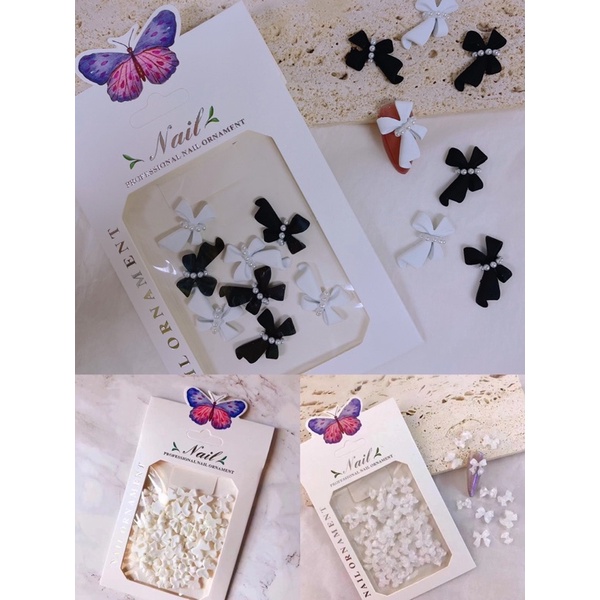 phụ kiện charm nơ gắn móng tay nail