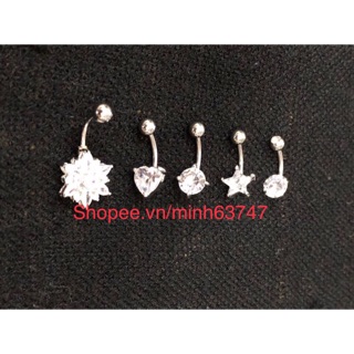 Sét 5 khuyên rốn kiểu thời trang đá basic trắng( hàng có sẵn)