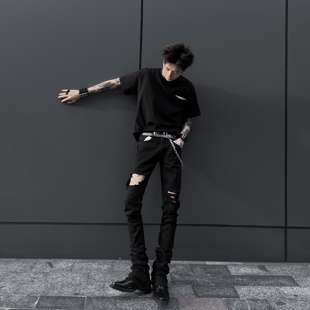 ÁO THUN T SHIRT SIMPLIFIRE PSYCHOPATH IN TRAME 100% COTTON MÀU ĐEN