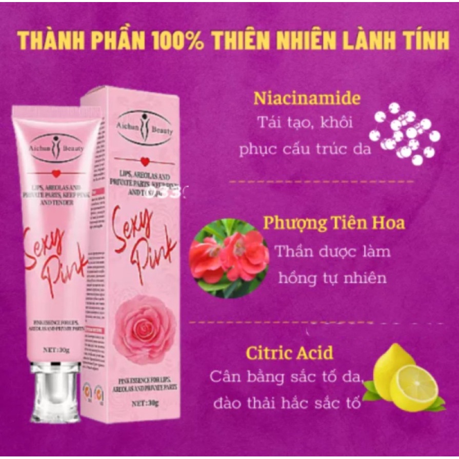 làm hồng vùng kín sexy pink kem làm hồng nhũ hoa giảm thâm và làm hồng môi làm hồng bikini [tặng máy massage mặt]