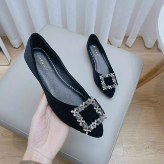 Giày búp bê giày bệt nhung nơ đá mũi nhọn về full size 35-39