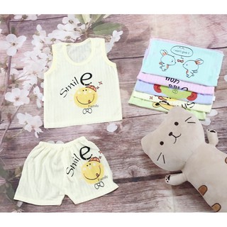 Ba lỗ sợi tre - combo 5 bộ đồ coton ba lỗ sợi tre giành cho trê sơ sinh