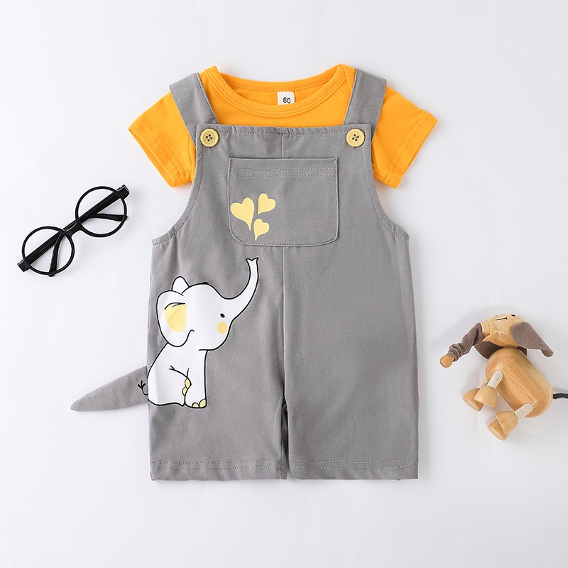 Bộ Đồ 2 Món Quần Áo Bé Trai Body Tay Ngắn Bodysuit Liền Thân Set Mùa Hè In Hoạt Hình Thời Trang Cho Bé Trẻ em Sơ Sinh 0-24 Tháng Tuổi
