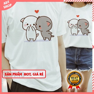 Áo thun cặp đôi mèo xám mèo trắng nam nữcouple kawaii dễ thương giá siêu rẻ