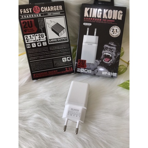Củ sạc WP-U102 KING KONG 2 cổng USB - Hàng Chính Hãng Sạc Nhanh Ổn Định