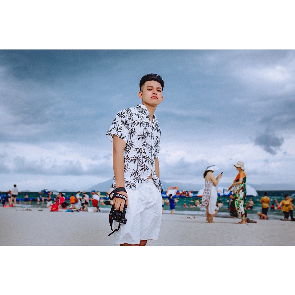 Áo sơ mi Hawaii Nam Nữ đi biển Cây Dừa fullsize 45-85kg