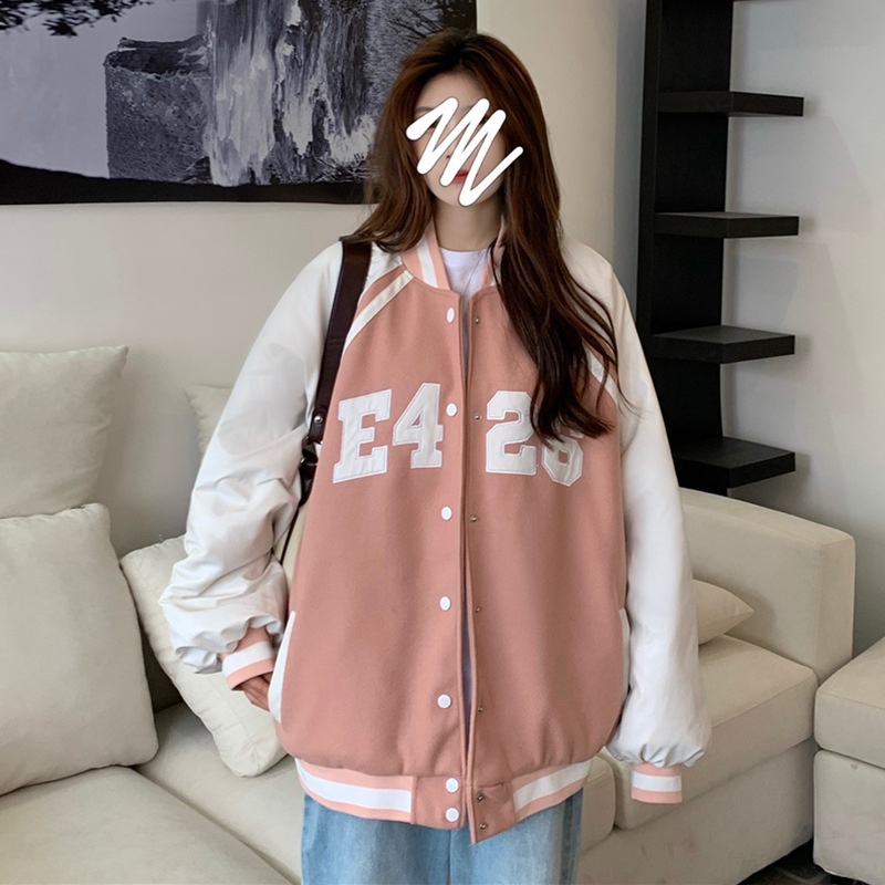 Áo Bomber Nỉ Dày F426 Unisex Cao Cấp,Áo Khoác Bóng Chày Dáng Rộng Nam Nữ