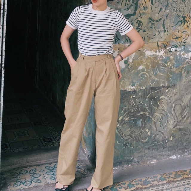 Quần Dài Ống Rộng Nâu