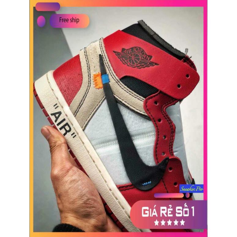 Giày thể thao AIR JORDAN 1 OFF WHITE Retro High Chicago đỏ trắng siêu đẹp cho nam và nữ siêu đẹp *