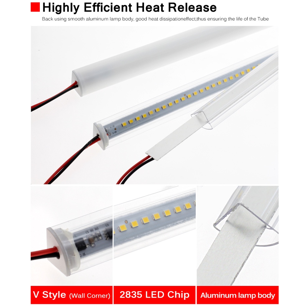 Thanh đèn led 220V 8W 50cm 72 bóng dạng chữ V gắn tường