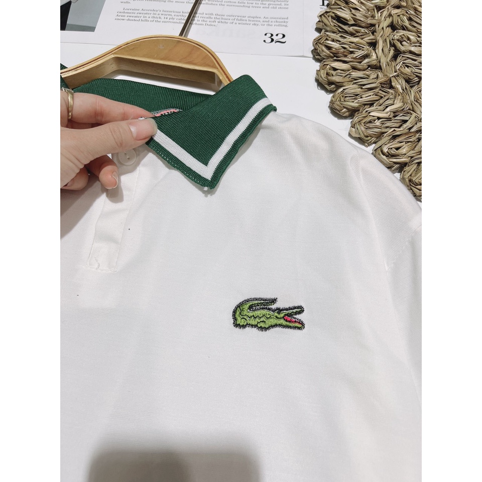 Áo thun nam nữ Polo cá sấu cổ bo phối viền hình thêu cực nét (CTP-43U)