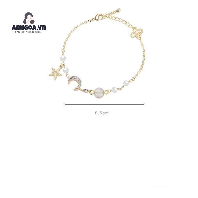 ✨✨ Vòng đeo tay mặt hình ngôi sao/mặt trăng dễ thương phong cách Hàn Quốc cho nữ