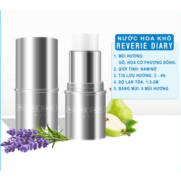 Nước hoa khô dạng thỏi Reverie Diary, nước hoa khô mùi Reverse Paris, hoa nhài và cam nội địa Trung cho nữ