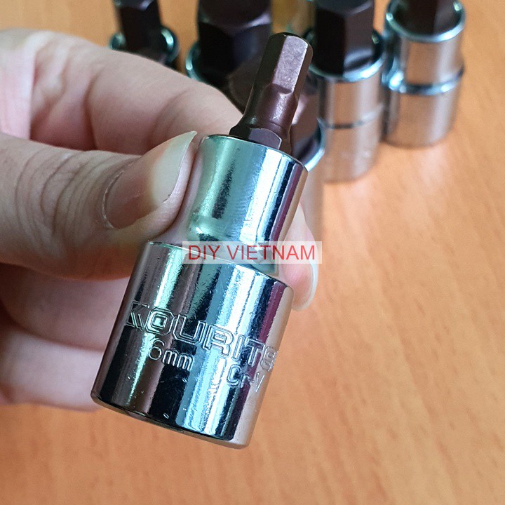 Tuýp khẩu lục giác 1/2 inch Nhật Bản Kouritsu thép CRV, bán lẻ cỡ từ 4-19mm