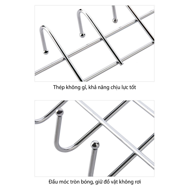Giá Treo Đồ , Móc Inox Treo quần áo,Gắn Sau Tủ Cánh Cửa Nhà Tắm Phòng Bếp Dán Tường