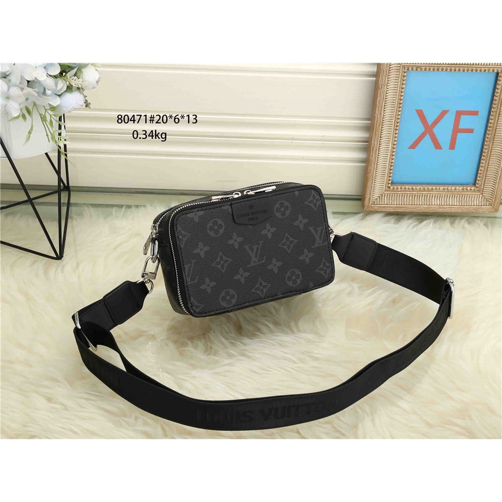 LV_Túi Đeo Chéo Da Hai Lớp 20cm Thời Trang Cho Nam Nữ