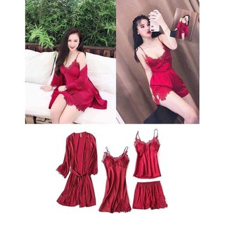 Set ngủ 4 chi tiết lụa chất cực đẹp
