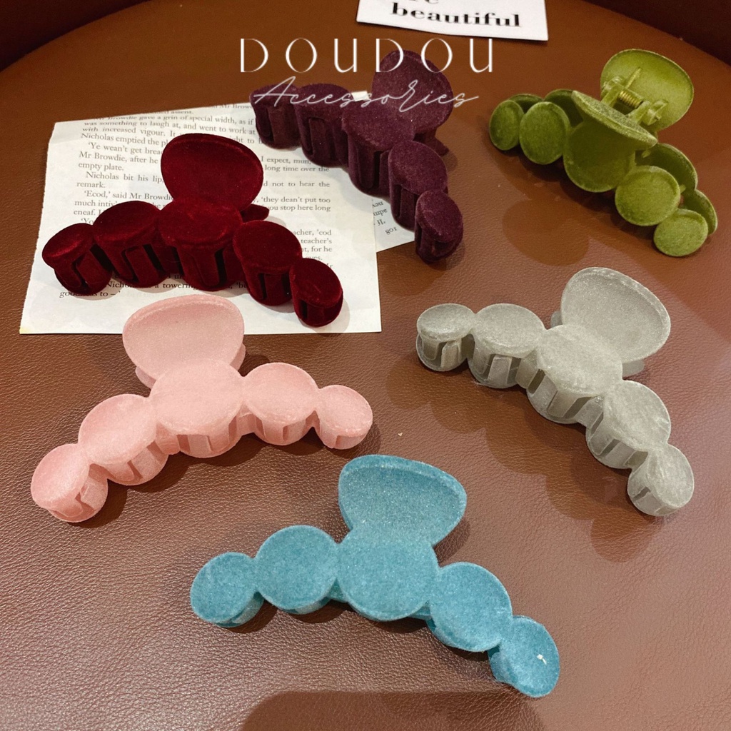 Phụ kiện kẹp tóc nữ xinh DOUDOU Cặp tóc Kẹp càng cua nhung nhám ánh nhũ cao cấp phong cách Hàn Quốc thời trang ZJ040