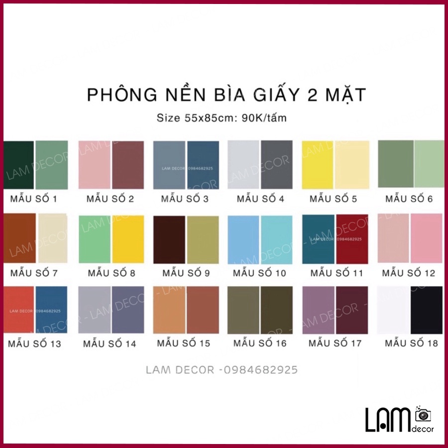 [Phông Nền Chụp Ảnh] - Nền Giấy Màu 2 Mặt Pastel