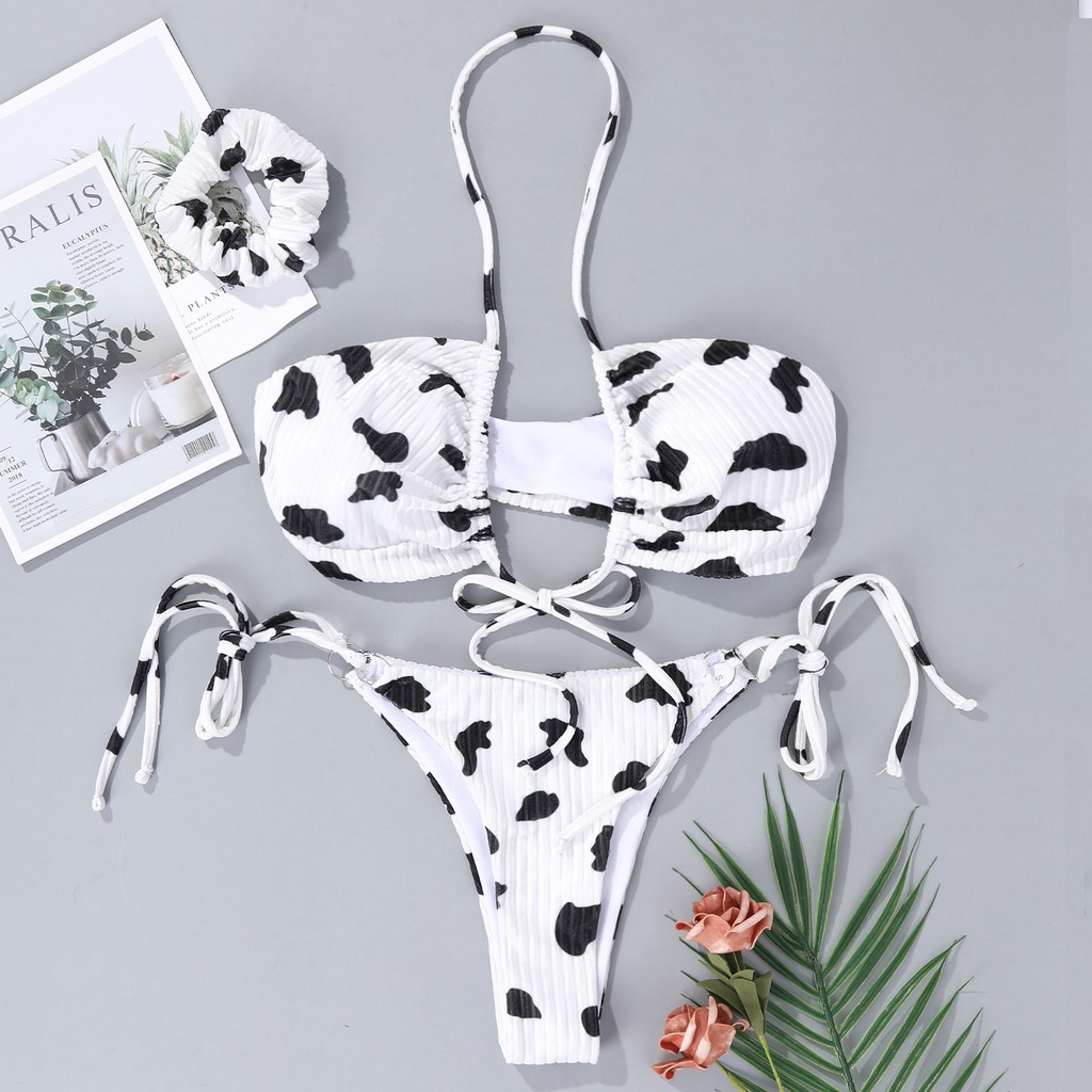 Bộ Bikini Họa Tiết Da Bò Màu Nâu Có Miếng Lót Nâng Ngực H381 | BigBuy360 - bigbuy360.vn