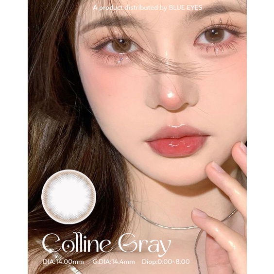 Lens  cận màu xám tự nhiên COLLINE GRAY - Lens áp tròng   giãn nhẹ  DIA 14.0mm, Sử dụng 6 tháng .