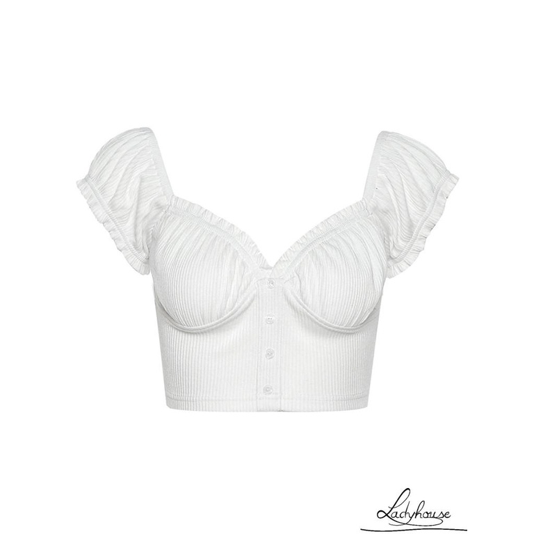Áo Crop Top Tay Ngắn Trễ Vai Màu Trơn Thời Trang Cho Nữ