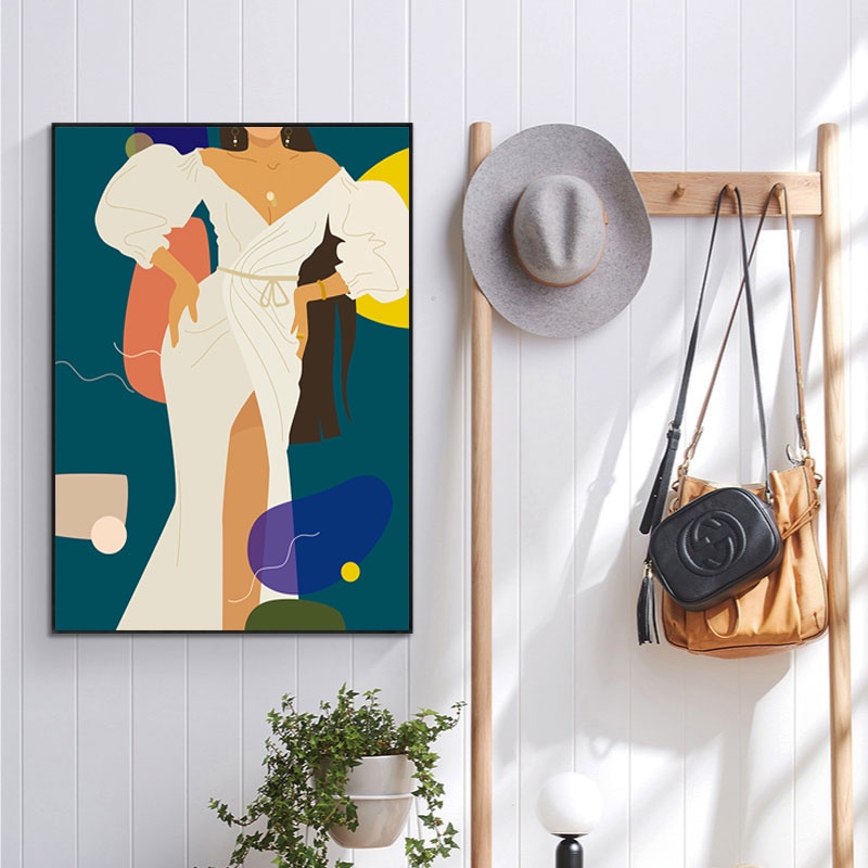 Tranh Vải Bạt Treo Tường In Hình Cô Gái Quyến Rũ Thời Trang Phong Cách Bắc Âu Trang Trí Nhà Cửa