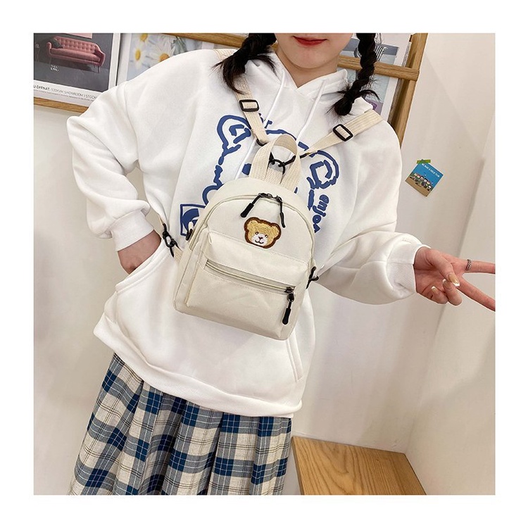 Ba Lô Vải Canvas Hình Gấu Hoạt Hình Đáng Yêu Cho Bé Đi Học/Du Lịch