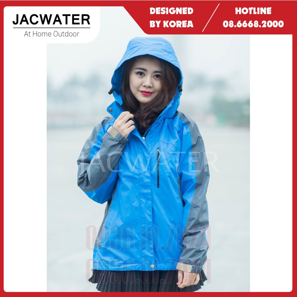 [Nhung123] Áo gió 2 lớp nam nữ chống nước size châu á,khoác dù vải GORE TEX phối màu JACWATER V350