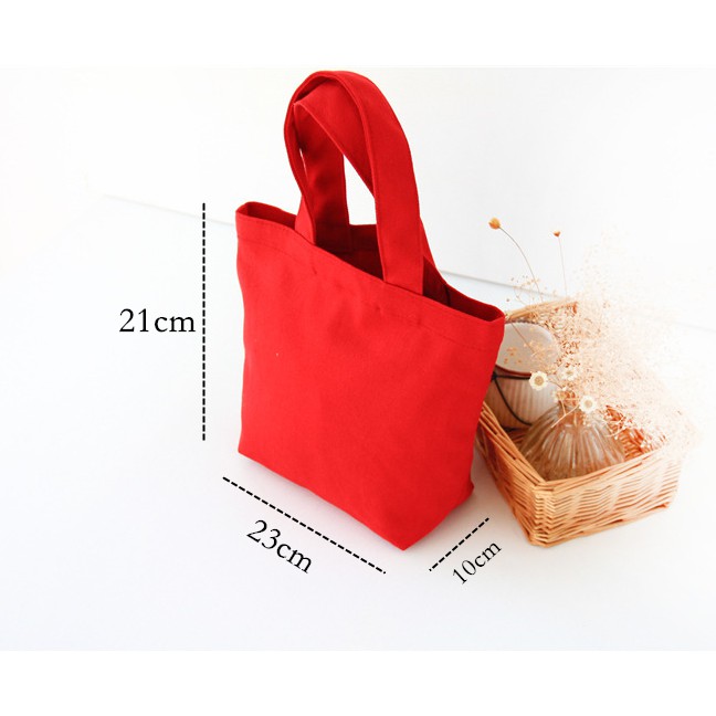 Màu Kẹo Vải Cotton Vải Hộp Cơm Trưa Trơn Ô Tô Suture Túi Buggy Nhỏ