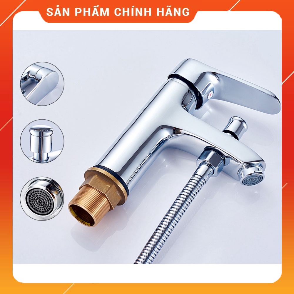 Vòi rửa mặt lavabo kiêm sen tắm nóng lạnh cao cấp SNL45 tặng đôi dây cấp nước inox