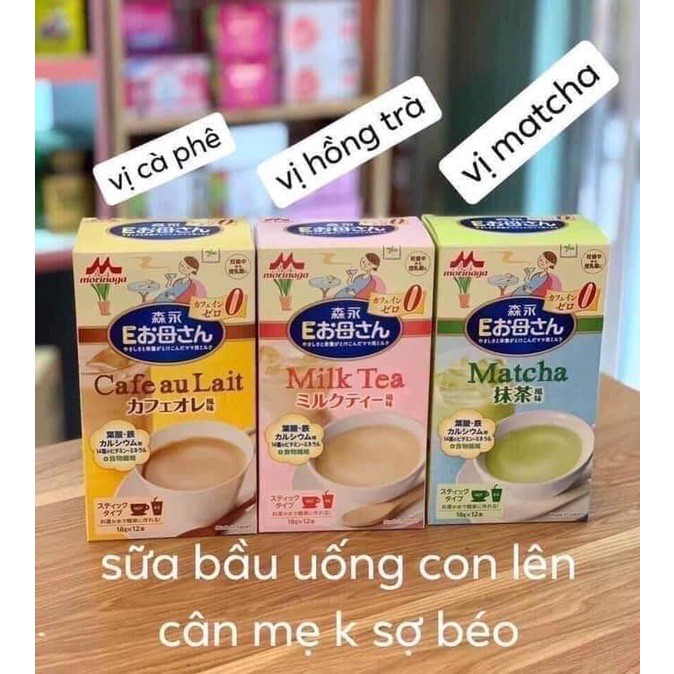 Sữa bầu Morinaga 3 vị matcha trà sữa cafe cung cấp dinh dưỡng cho mẹ bầu