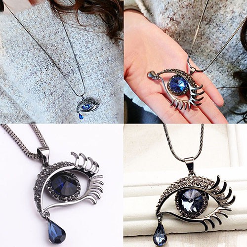 Dây chuyền hợp kim mặt hình đôi mắt đính đá độc đáo