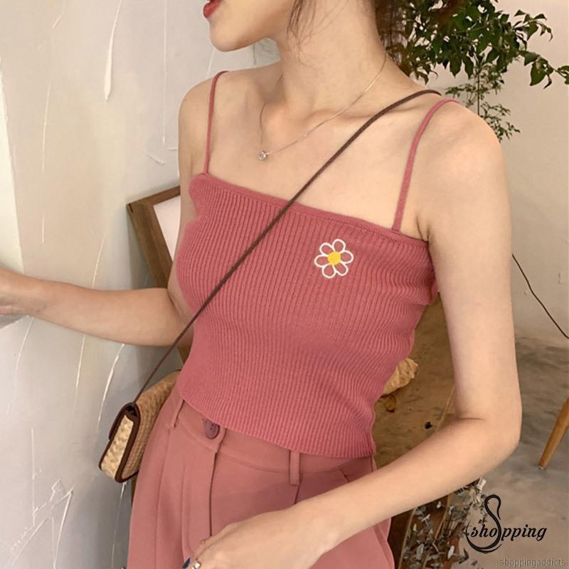 Áo dệt kim không tay thêu hình hoa thời trang cho nữ | BigBuy360 - bigbuy360.vn