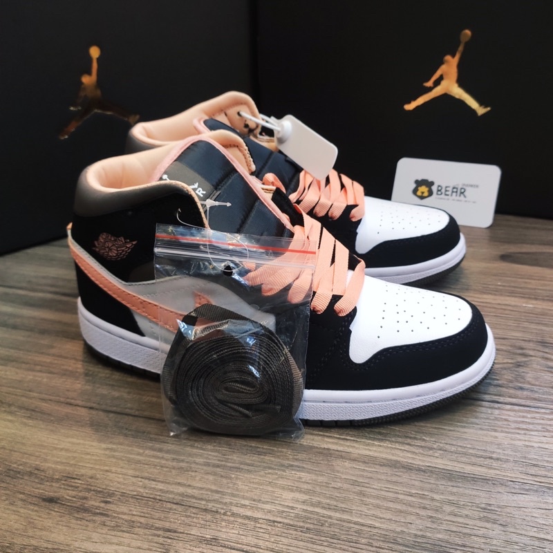 [Bear.sneaker] Giày JD1 Mid “Peach Mo cha” bản SC (Da xịn-form chuẩn-dày dặn)