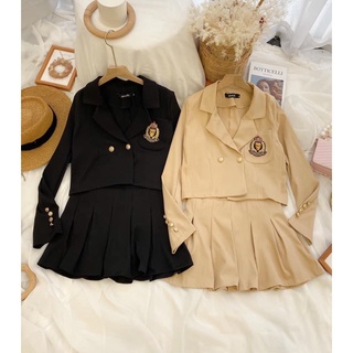 Set vest 2 món logo đen trắng cute