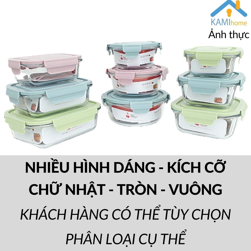 Hộp bảo quản thực phẩm Hộp đựng cơm văn phòng Thủy tinh chịu nhiệt Nóng Lạnh-Nắp chân không mã 20070