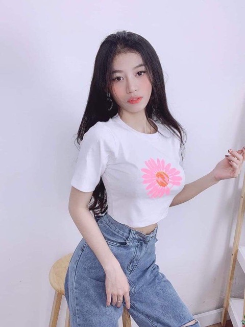 ÁO CROPTOP IN HOA CÚC