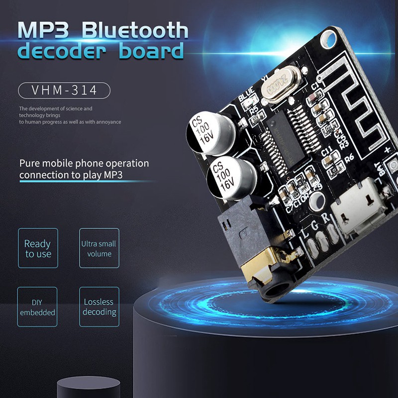 Bảng Mạch Nhận Tín Hiệu Âm Thanh Bluetooth 5.0 Mp3 Vhm-314 Kèm Phụ Kiện