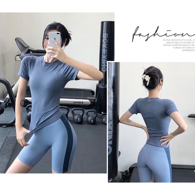 Áo tập gym yoga nữ vải dệt kim thấm hút mồ hôi Bin Sports A187