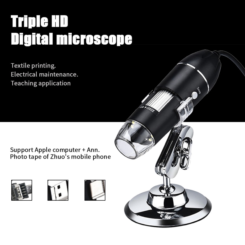 Kính hiển vi kỹ thuật số 1600X 2MP 1080P 8 LED cổng micro USB cho điện thoại chất lượng
